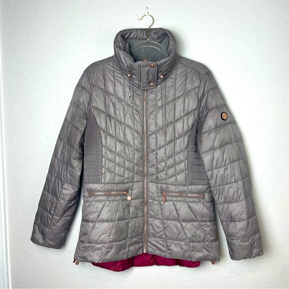BERNARDO Stylish Pewter Primaloft Quilted Puffer Winter Jacket Size L - Picture 1 of 12
